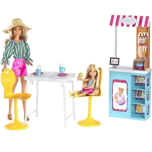 Barbie Ice Cream Cafe Playset with Barbie and Chelsea Dolls Brand New! - Picture 2 of 8